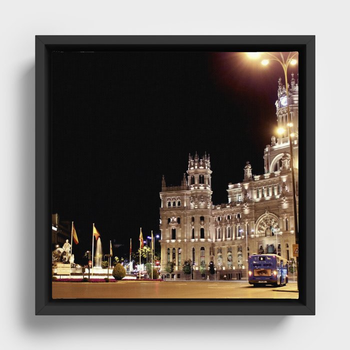 Spain Photography - Beautiful White Building In The Night Framed Canvas