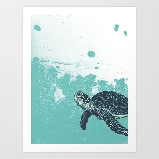 Sea Foam Sea Turtle Art Print
