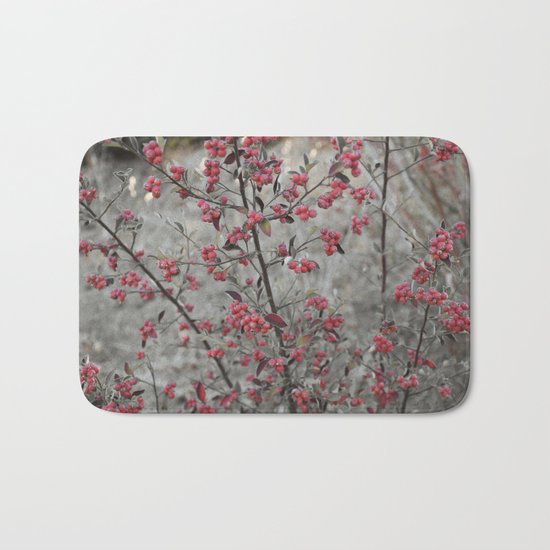 Red Wild Berries in Oakland Bath Mat