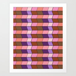 Geometric Op Art in Purple Art Print