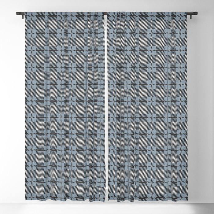 Blue Grey Clan Clark Tartan Plaid Pattern Blackout Curtain