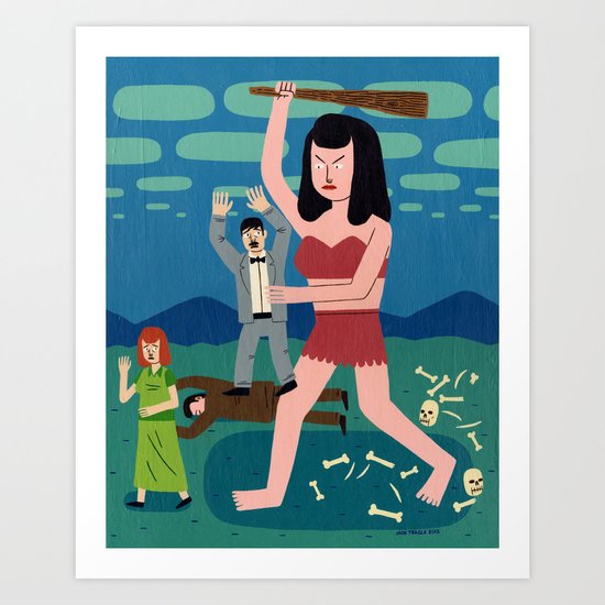 Giant Woman Attack Art Print