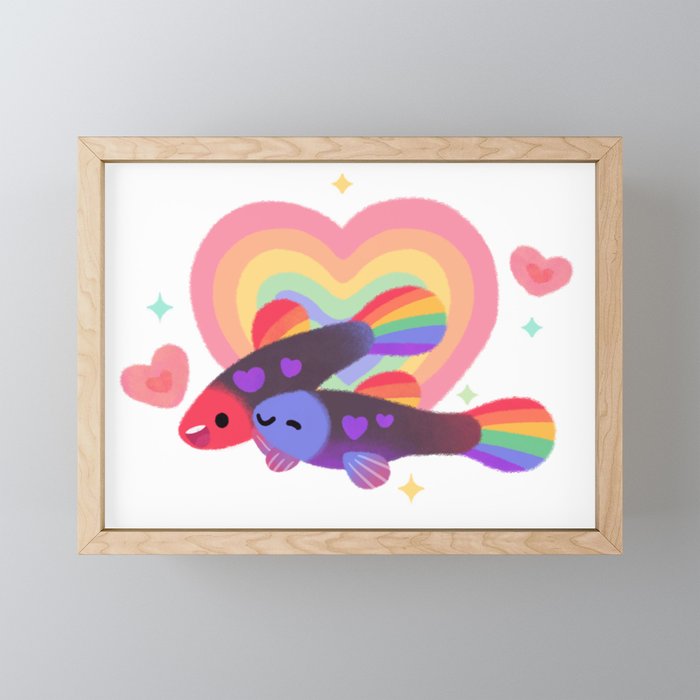 Rainbow guppy 2 Framed Mini Art Print
