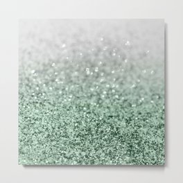Silver Pastel Mint Green Ocean Glitter Glam #1 (Faux Glitter) #shiny #decor #art #society6 Metal Print