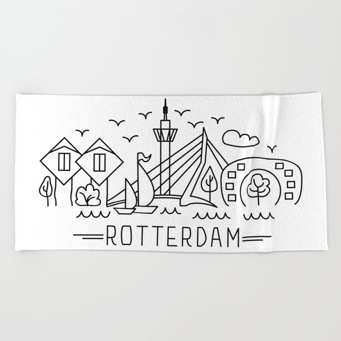 Rotterdam line-art Beach Towel