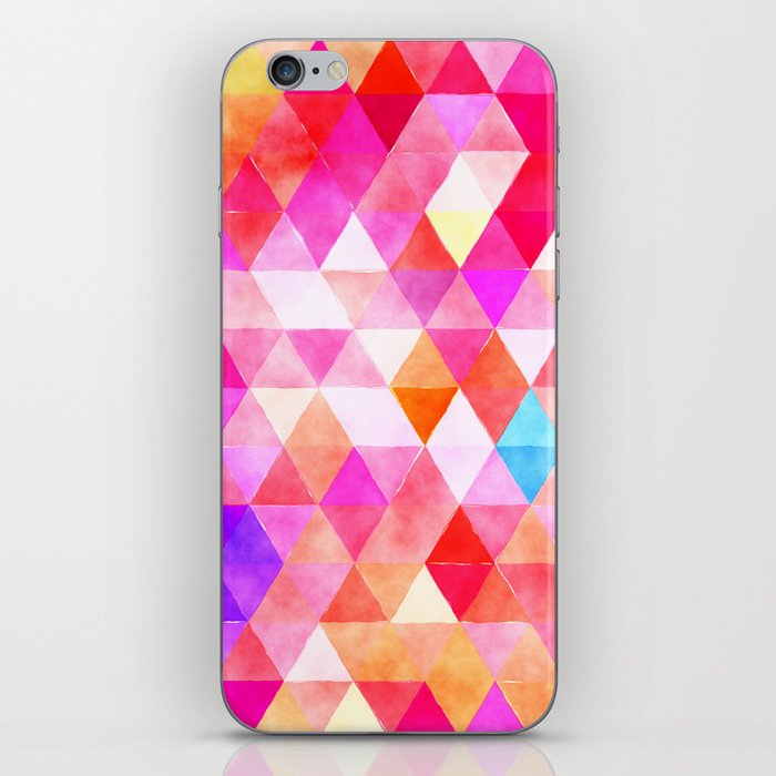 Abstract Pink Coral Lavender Lilac Watercolor Triangles iPhone Skin