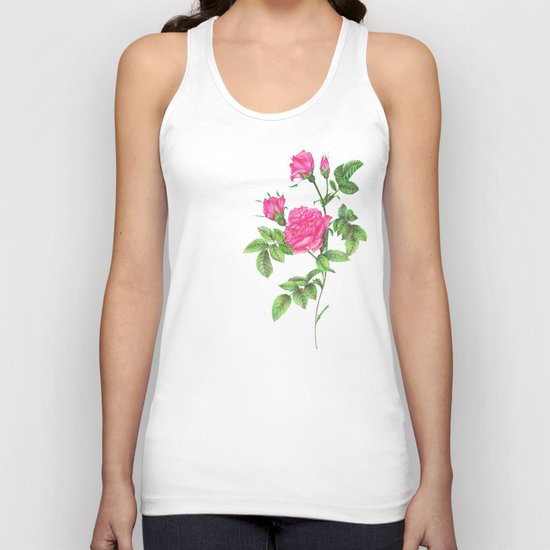Ballpoint Pen, Redouté's Roses Unisex Tank Top