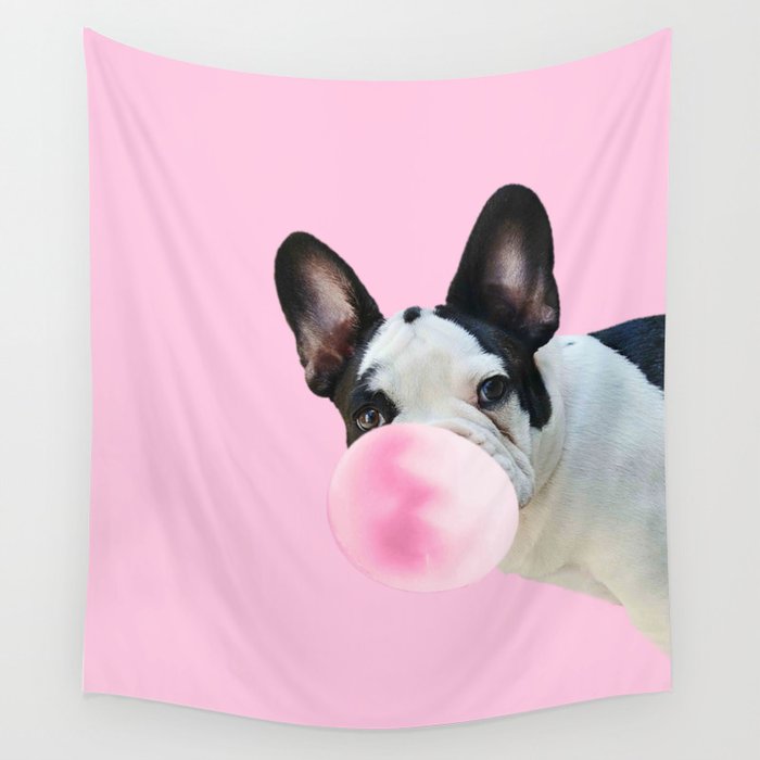 French Bulldog Chewing Bubblegum Wall Tapestry
