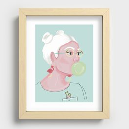 bubble gum girl retro style  Recessed Framed Print
