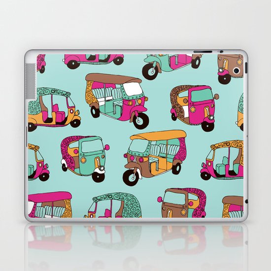 India rickshaw illustration pattern Laptop & iPad Skin