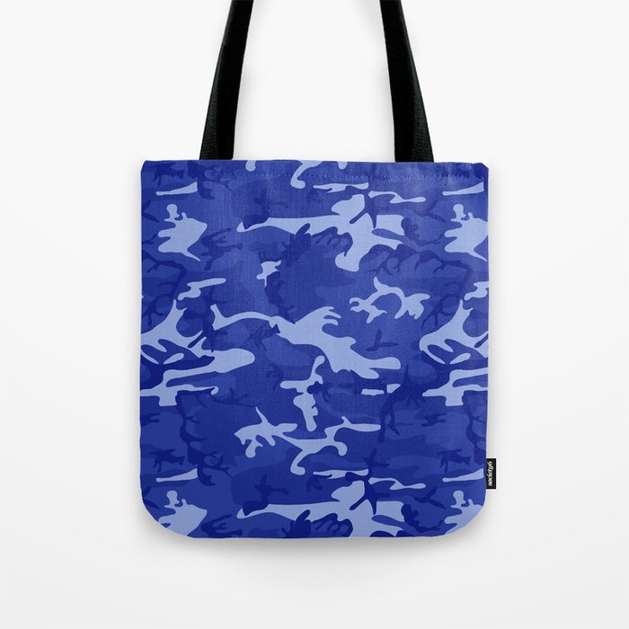 Bright Blue Camo Pattern Tote Bag