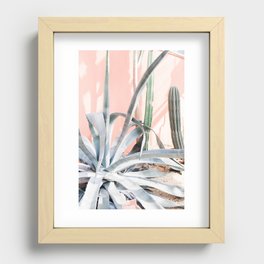 Travel photography print - Cactus - Pink wall  Recessed Framed Print