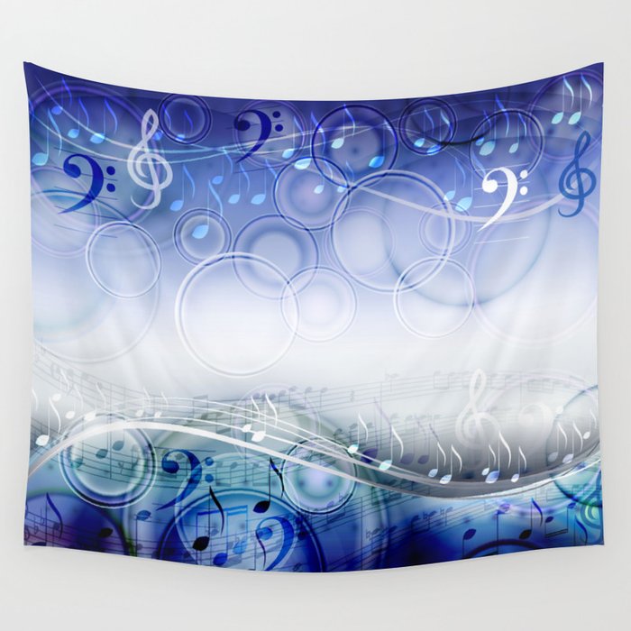Abstract sheet music design background with musical notes Wall Tapestry