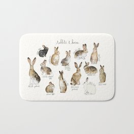 Rabbits & Hares Badematte | Watercolor, Animal, Ink, Curated, Rabbits, Nature, Drawing, Illustration, Children 