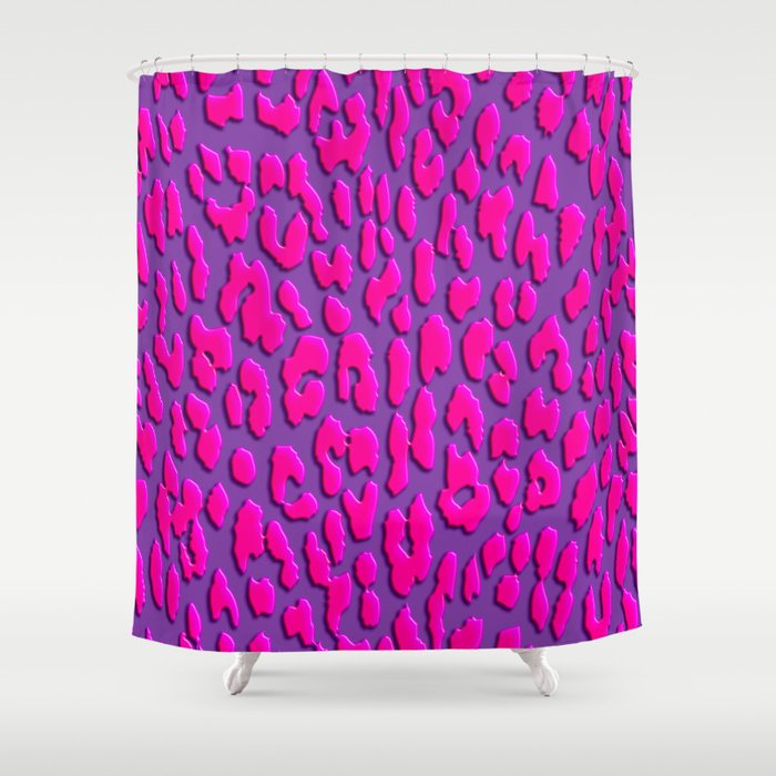 Bright Purple Pink Leopard Print Shower Curtain By
