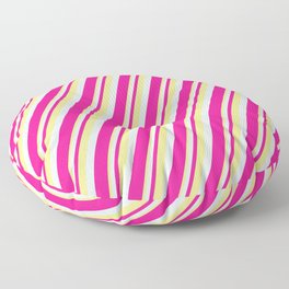 [ Thumbnail: Tan, Light Cyan & Deep Pink Colored Striped Pattern Floor Pillow ]