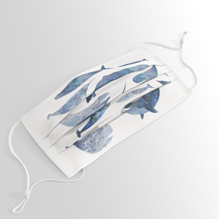 Whales, whale art, whale painting, whale wall art, watercolour whales, ocean Face Mask
