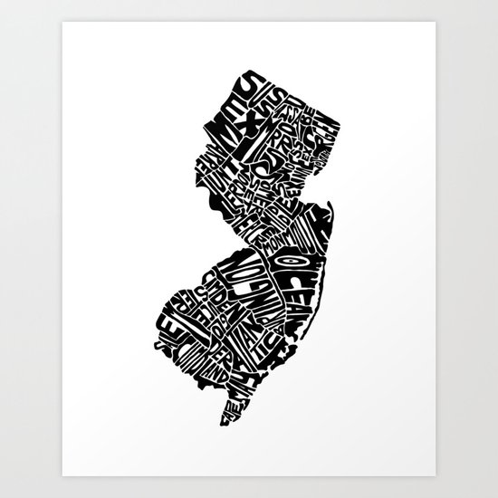 Typographic New Jersey Art Print