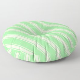 [ Thumbnail: Green and Beige Colored Stripes/Lines Pattern Floor Pillow ]
