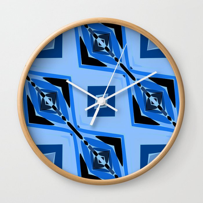 Black and Blue Diamond abstract Wall Clock