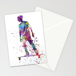 Young skater in watercolor Stationery Card