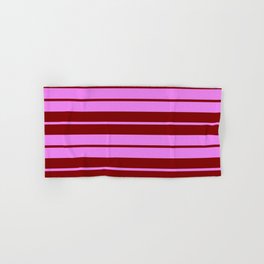 [ Thumbnail: Violet & Maroon Colored Stripes/Lines Pattern Hand & Bath Towel ]