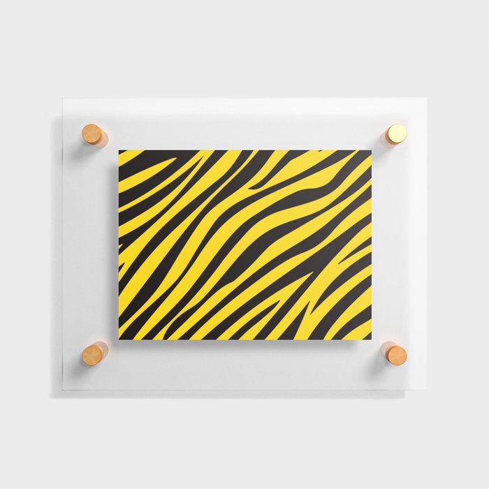 Yellow and Black Abstraction Lines Floating Acrylic Print