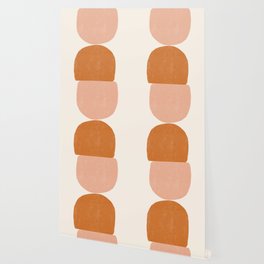Terracotta Mid Century Modern Abstract Wallpaper | Digital, Mod, Retromodern, Mid Century, Rainbow, Bohemian, Salmon, Curated, Modern, Graphicdesign 