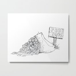 Free Tacos Metal Print | Black and White, Funny, Illustration, Food 