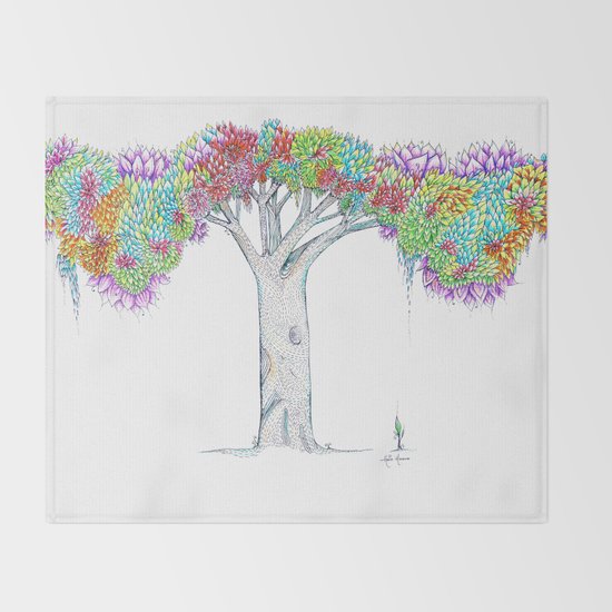 Rainbow Tree Huia Art Throw Blanket By Iamhuia Society6