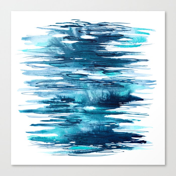 Gentle Surf Abstract Ocean Watercolor Water Reflections Canvas