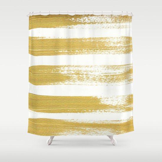 Gold Brushstrokes Shower Curtain