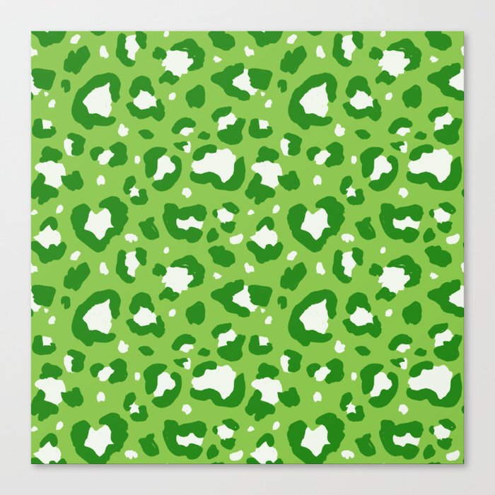 Monogreen Leopard Spots Pattern Canvas Print