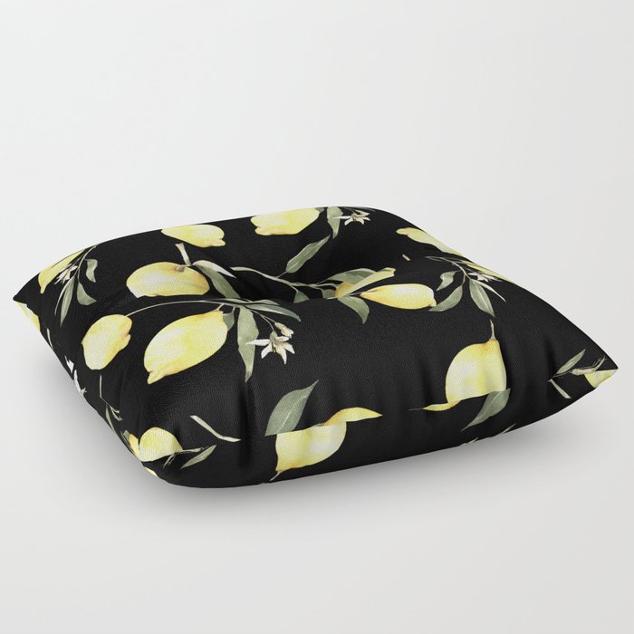 Lemon,citrus,summer,watercolour pattern Floor Pillow