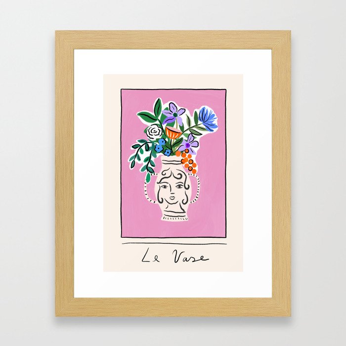 Le Vase Framed Art Print | Drawing, Digital, Colorful, Illustration, Art-print, Art, Femenine, Vase, Floral, Flowers