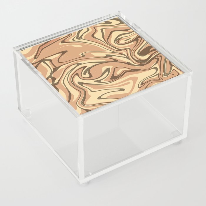 Copper Peach Liquid Marble Pattern Swirl Abstract Acrylic Box