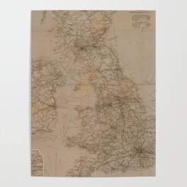 Vintage Great Britain Map Poster