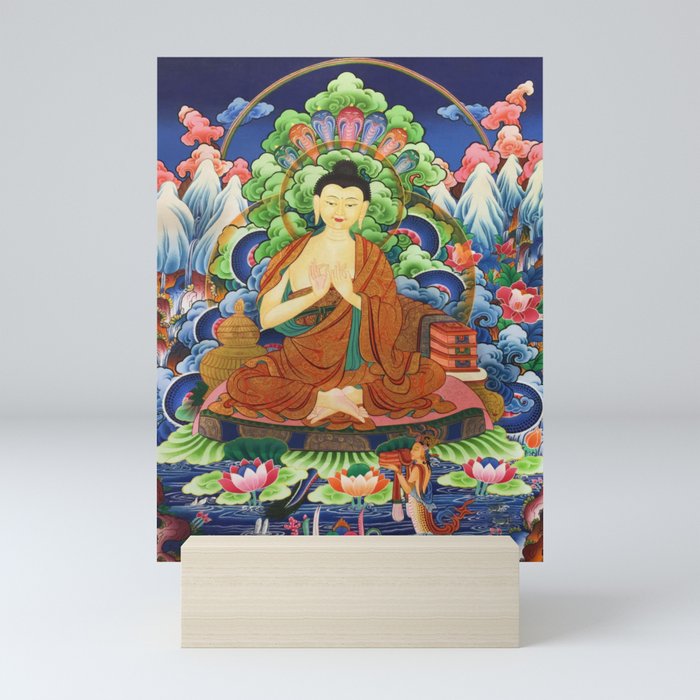 Lord Maitreya Buddhist Thangka Painting  Mini Art Print