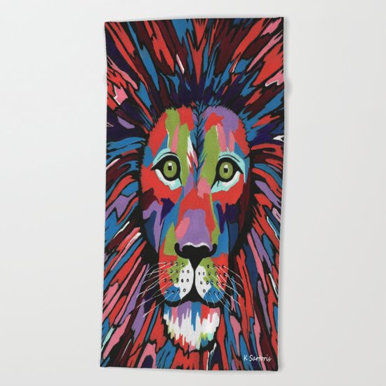 Flamboyant Lion Beach Towel