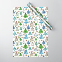 Christmas Trees Illustration Wrapping Paper