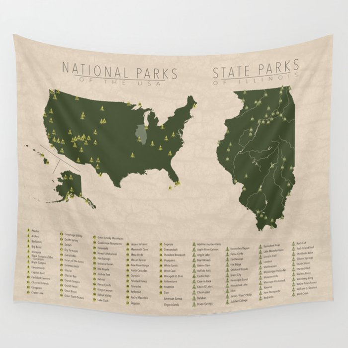 US National Parks - Illinois Wall Tapestry