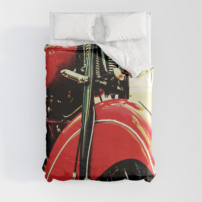 Motorcycle-Red Duvet Cover