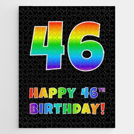 [ Thumbnail: HAPPY 46TH BIRTHDAY - Multicolored Rainbow Spectrum Gradient Jigsaw Puzzle ]