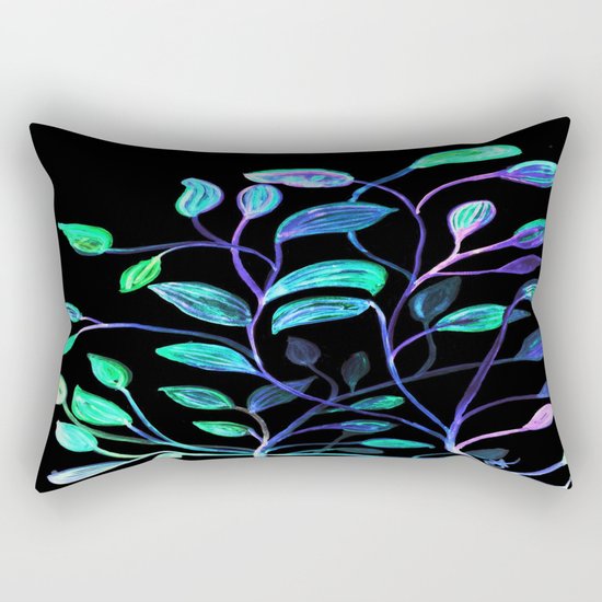Do Not Go Into The Night, Red and Green Leaves Rectangular Pillow