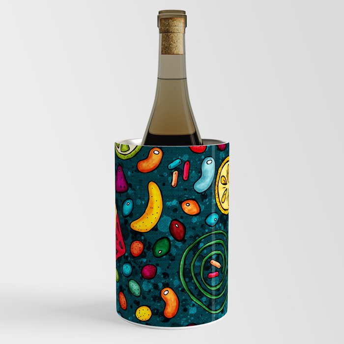 Hand-drawn candies pattern, multicolored sweets Wine Chiller