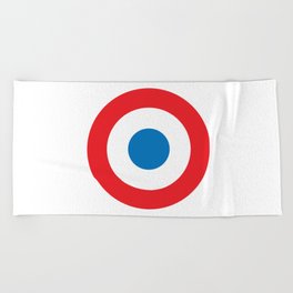 Roundel. Tricolore, cockade, French, Air Force, Bullseye, combat, aircraft, First World War. Beach Towel