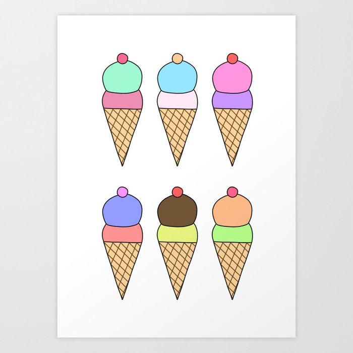 Multicoloured Ice Creams Art Print