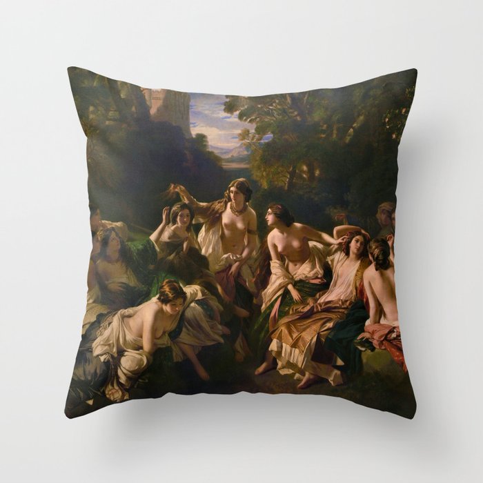 1853 Classical Masterpiece "Florinda" by Franz Xaver Winterhalter Throw Pillow