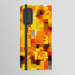 geometric pixel square pattern abstract background in yellow orange brown Android Wallet Case