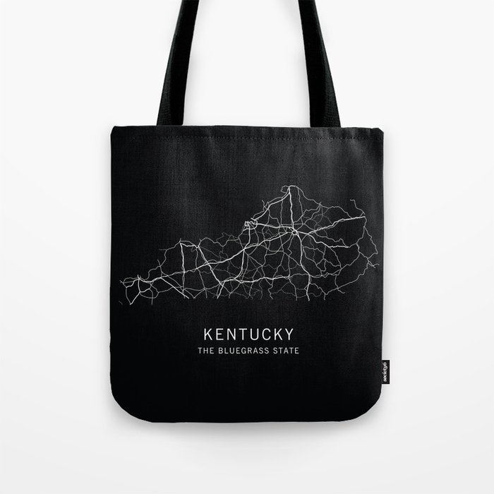 Kentucky State Road Map Tote Bag